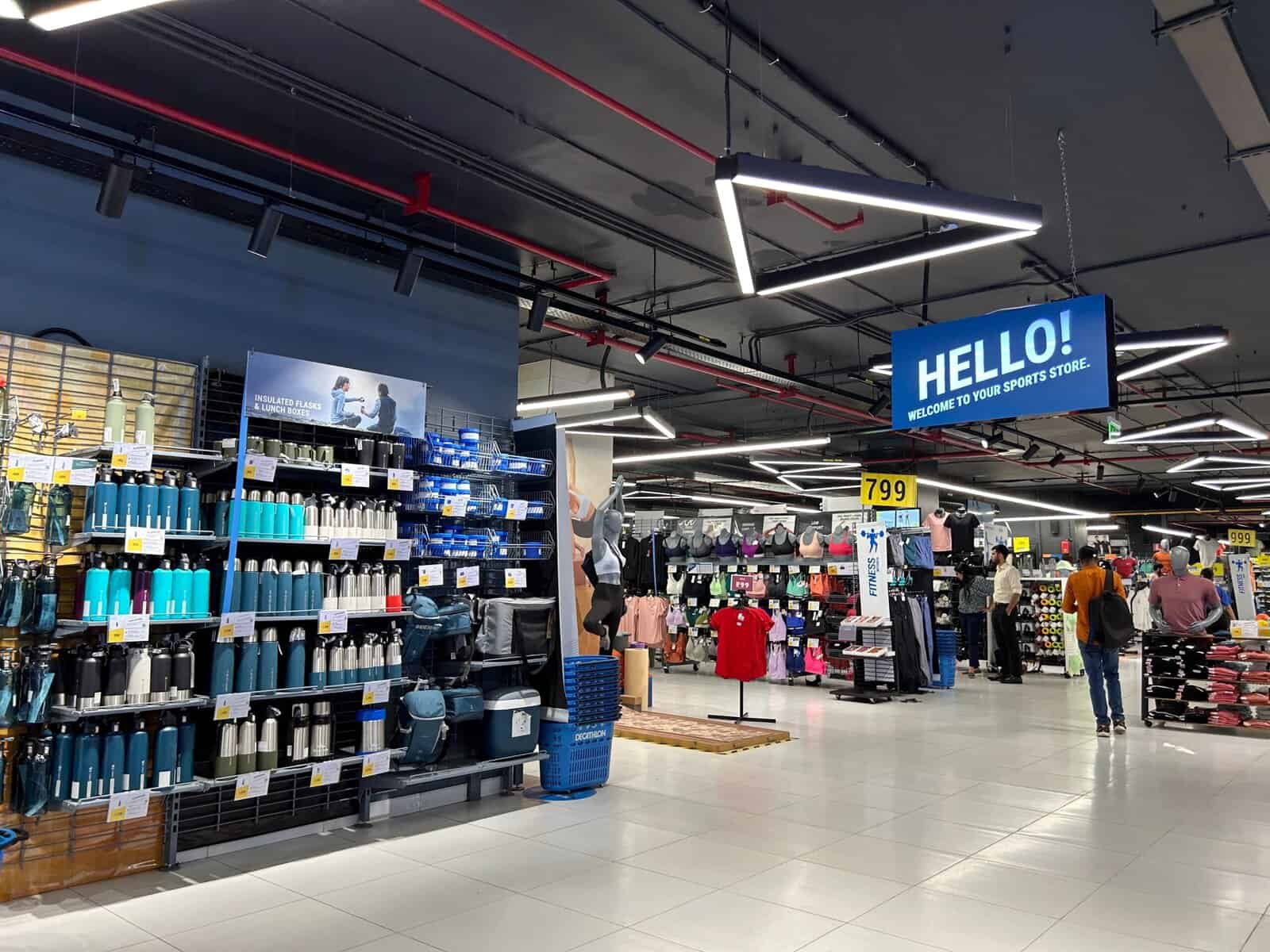 Interior of a sporting goods store aisle